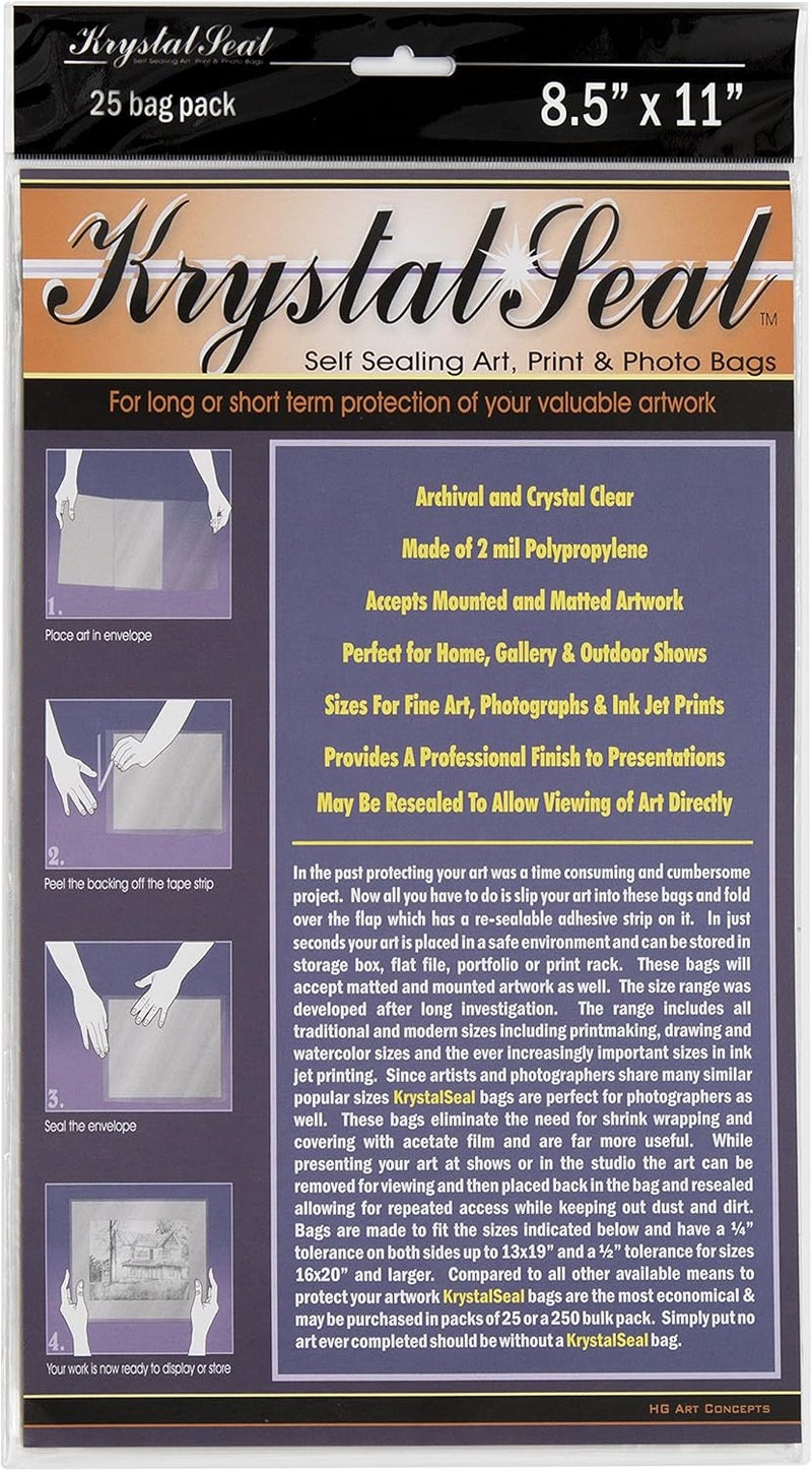 Creative Mark Krystal Seal Self-Sealing Art, Print & Photo Bags - Archival Polyethylene for Artwork Storage - 8.5 x 11 inches - Pack of 25 - Image 1