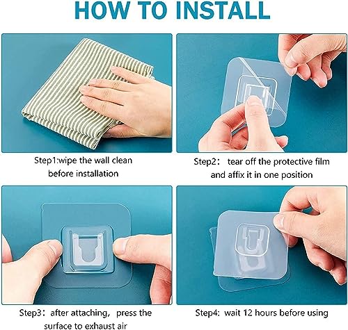 Dealsure Self Adhesive Male Female Wall Hooks 6 KG Max Magic Transparent Sticker Hooks for Hanging Mobile Case Spike Guards Toilet Brush Photo Frames Bathroom Kitchen Accessories (Pack of 5 Hook) - Image 4