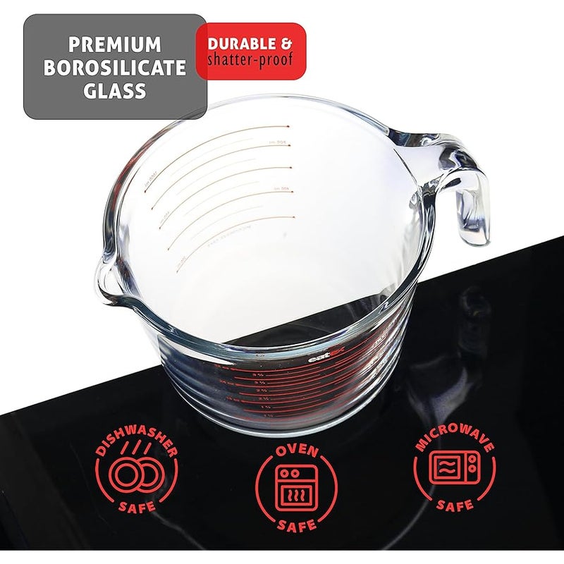 Eatex Glass Measuring Cups Set of 3 - Liquid Measuring Cups, Glass Measuring Cup Set - 1,2,4 Cup Measuring Cup - Dishwasher Oven, Microwave Safe Measure Cups - Image 5