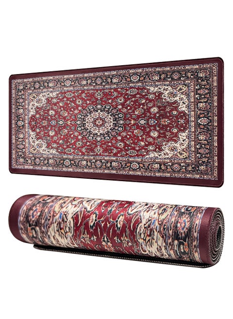 ROCK POW لوحة الماوس الكبيرة مع سطح مضاد للانزلاق ، 800x300x3mm ، لوحة الماوس القاعدة المطاطية السميكة مع الحواف المخيطة تصميم الماوس ولوحة المفاتيح ، الألعاب المنزل ومكتب العمل