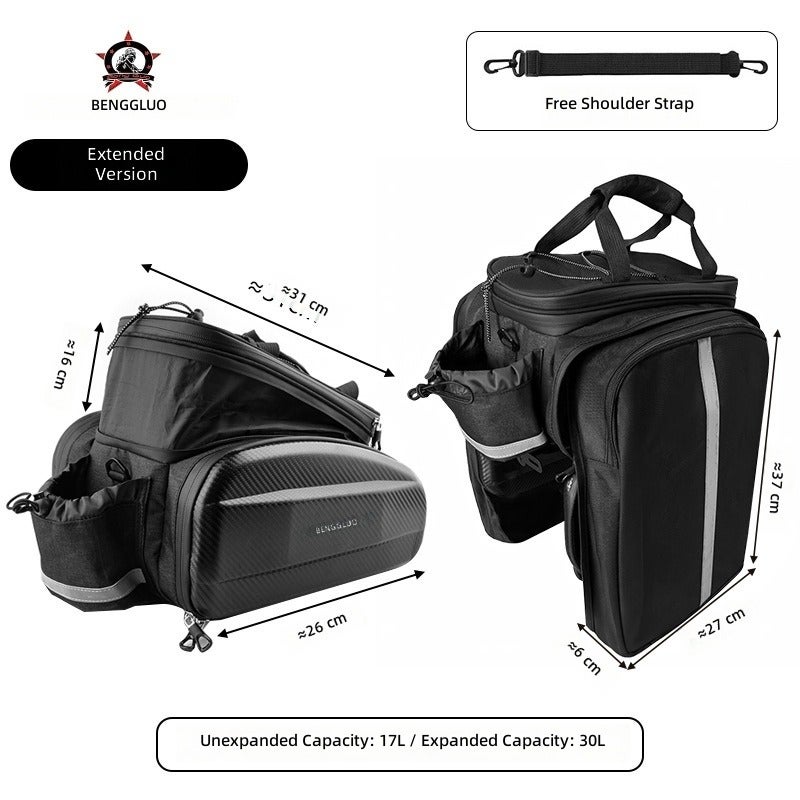 Bengguo Bicycle Seat Bag, Hard-shell Cycling Bag, Waterproof Mountain Bike Rack Bag, Storage Tail Bag, Cycling Equipment - Extended