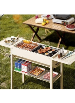 Generic Portable Charcoal Grill Outdoor Stainless Steel Grill Folding Charcoal Grill for Cooking Camping Hiking Picnic Patio Backyard (White)  - Image 5