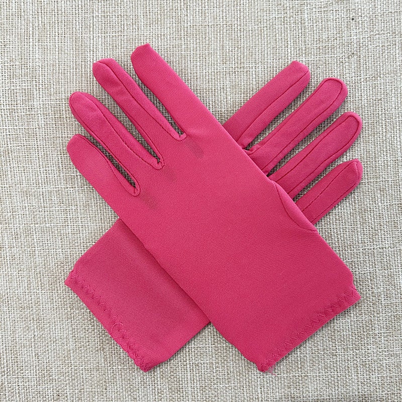 Cross-border short milk silk gloves clothing accessories etiquette gloves summer go out essential Rose red 