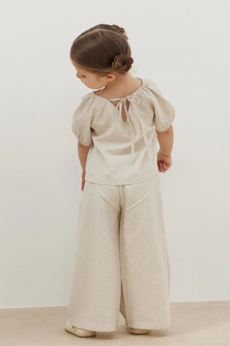 Fahhar Kids Linen Suit Beige