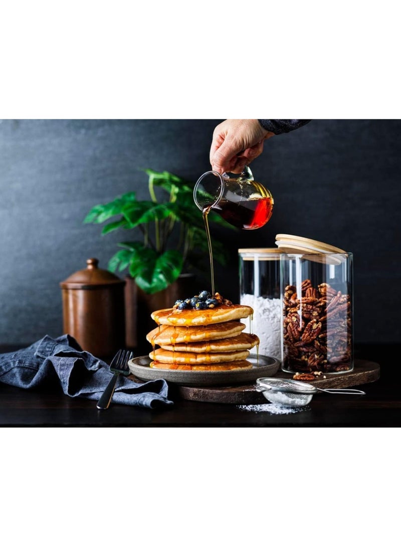 BLACKSTONE مجموعة علب بأغطية مكونة من 3 برطمانات بسكويت مصنوعة من زجاج البوروسيليكات عالي البورسليكات خالية من مادة BPA مع غطاء محكم الغلق من الخيزران سعة 400 مل - Image 4