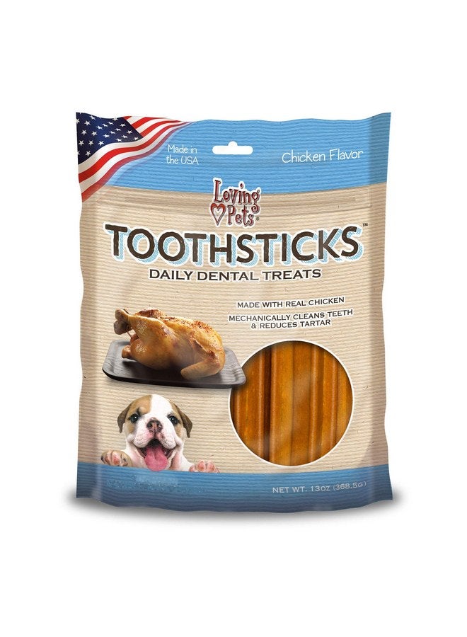 Loving Pets Toothsticks - Chicken Dental Sticks for Dogs (for medium/large dogs 20-100+ lbs)