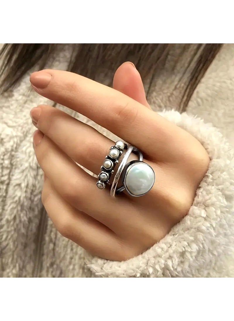Generic - Vintage Round Pearl-like Band Q914 white gold - Image 1