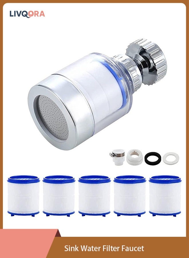 LIVQORA Sink Water Filter Faucet , Home Kitchen Bathroom – Universal 360° Rotating, with 5 Filter Element, Removes Heavy Metals, Chlorine, and Impurities for Clean Water in Kitchen & Bathroom - Image 1