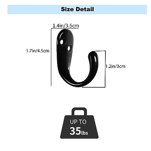 Kruodop 4 Pack Wall Hooks Wall Mounted Coat Hooks for Hanging Heavy Duty, Black Towel Hooks, Metal Single Coat Hanger with Screws Cup Retro for Coats, Handbags, Towels - Image 2