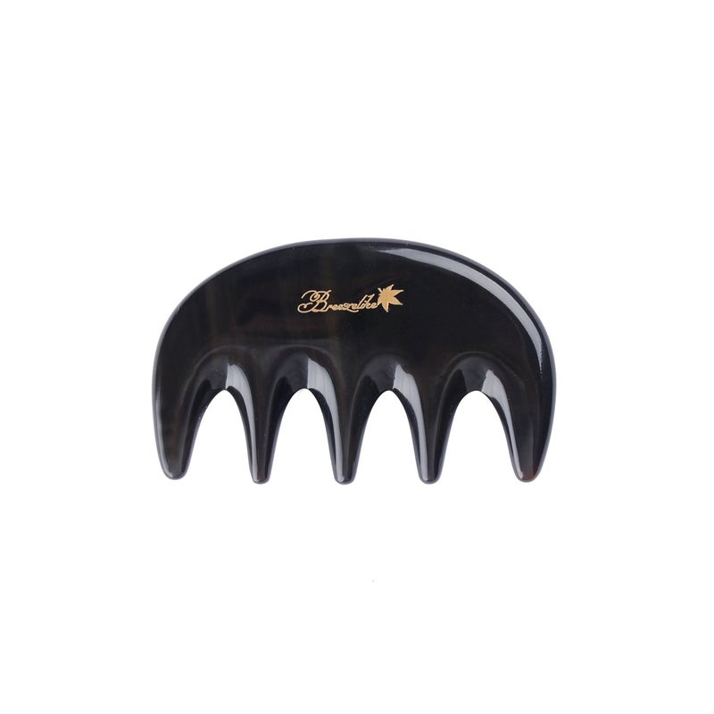 Breezelike Wide Tooth Hair Comb No Static Mini Pocket Comb for Massage Natural Black Buffalo Horn Comb