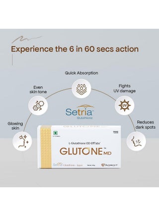GLUTONE Glutone MD - Glutathione Mouth-Dissolving Tablets| Made with Setria L-Glutathione 100mg| Radiant Glow & Even Skin Tone| 30 Tablets (Orange)(PO2) | Best Price Kuwait