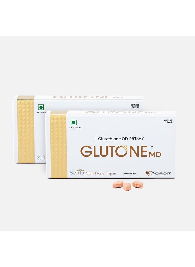 GLUTONE Glutone MD - Glutathione Mouth-Dissolving Tablets| Made with Setria L-Glutathione 100mg| Radiant Glow & Even Skin Tone| 30 Tablets (Orange)(PO2) - Image 1