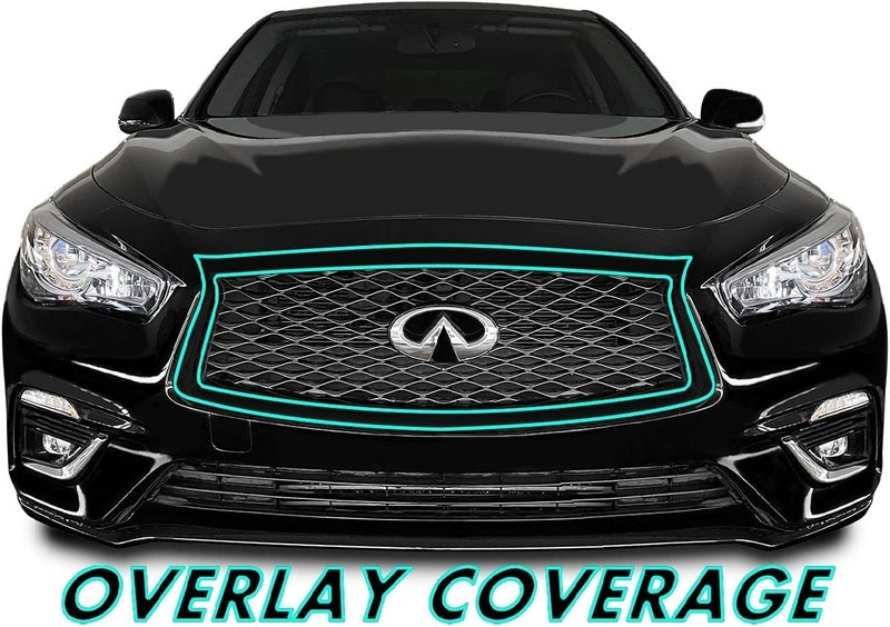 SlickMod غطاء فينيل أسود SlickMod لحذف الكروم لشبكة أمامية إنفينيتي Q50 من 2018-2022 (أسود لامع) - Image 2