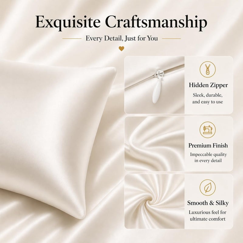 ROSEWARD Premium Mulberry Silk Pillowcase for Hair and Skin Made in USA, Anti Acne Pure Silk Pillow Cases White Queen, 100% Real 22 Momme Silk Pillow Cover, Anti Wrinkle, 1 Pc 20"x30" (Queen, White) - Image 4