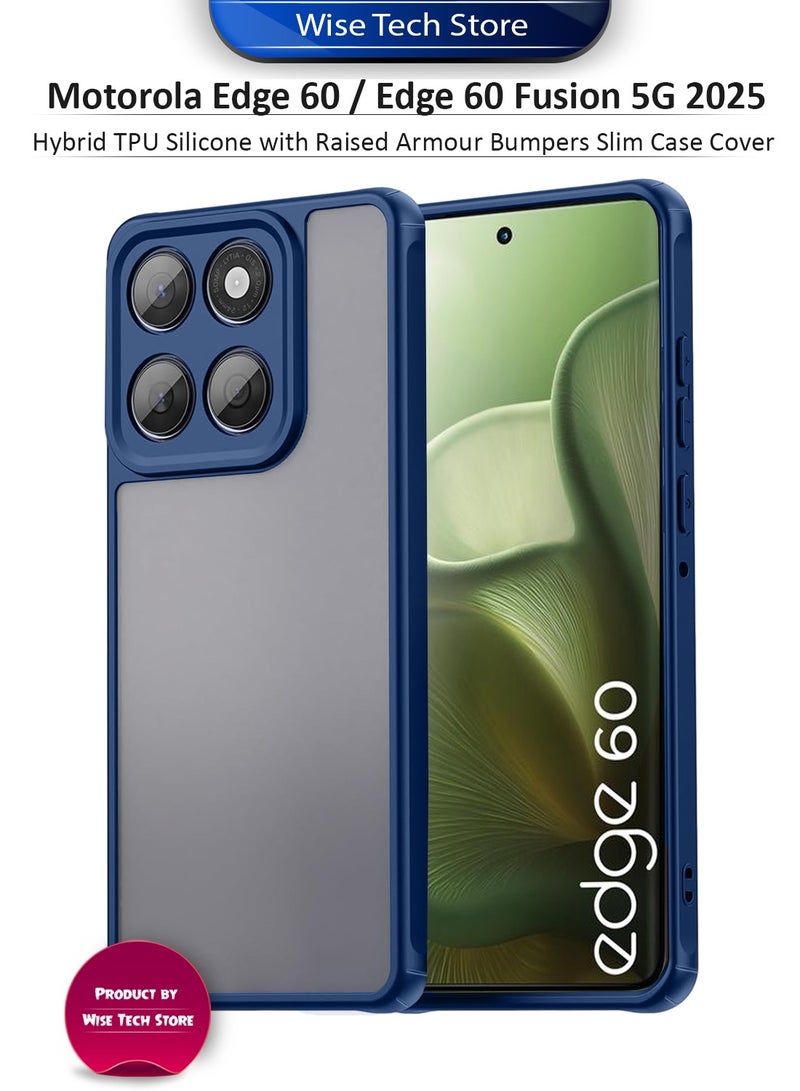 Wtech Motorola Edge 60 / Edge 60 Fusion 5G 2025 Hybrid TPU Silicone with Raised Armour Bumpers Slim Case Cover (MCAPSA) - Clear/Navy Blue - Image 1