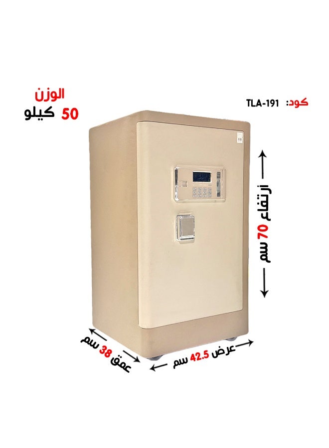 خزنة أمان رقمية فاخرة مقاومة للحريق مع لوحة أرقام إلكترونية وقفل ومفتاح مادي مقاس 70*42.5*38سم - Image 1