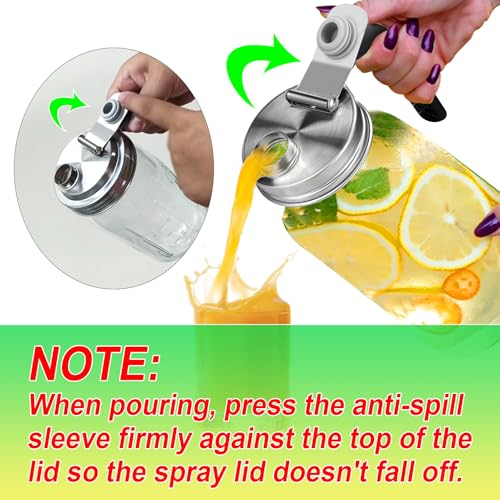 Palksky Mason Jar Pour Spout Lid Stainless Steel, Wide Mouth Pour Spout Flip Cap Lids for Mason Jars, anticracking Leak Proof Seal Cover Airtight for Drinking Salad Dressing & Food Storing(2PCS) - Image 3