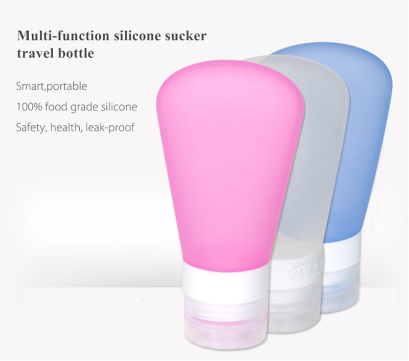 FNSHIP 3 Pack Portable Food Grade Squeeze Silicone Liquid Travel Bottles for Shampoo, Conditioner, Lotion, Toiletries, Condiments (1 OZ Pink + White + Blue) - Image 3