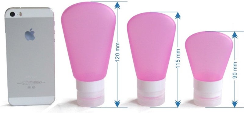FNSHIP 3 Pack Portable Food Grade Squeeze Silicone Liquid Travel Bottles for Shampoo, Conditioner, Lotion, Toiletries, Condiments (1 OZ Pink + White + Blue) - Image 2