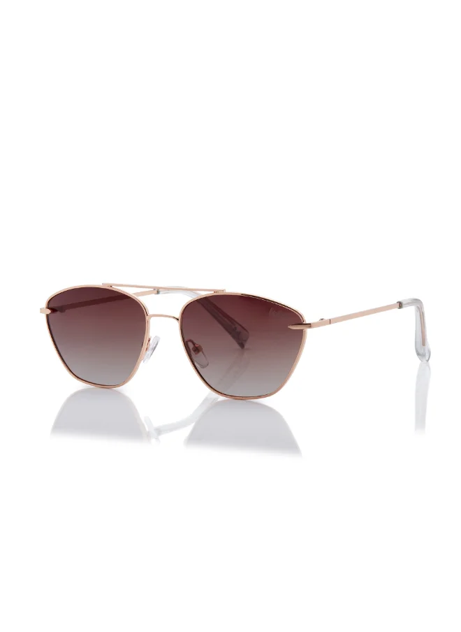 لي كوبر Polarized Sunglasses Rosegold Frame Gradient Brown Mirror Lens 56mm  - LC1210C02