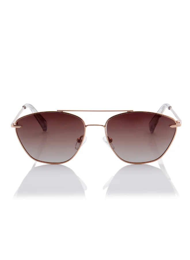لي كوبر Polarized Sunglasses Rosegold Frame Gradient Brown Mirror Lens 56mm  - LC1210C02