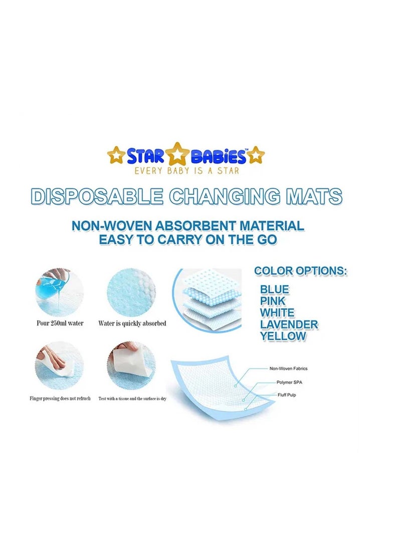 STAR BABiES Star Babies - Combo Pack of 2- Disposable Changing Mat Pack of 12 with Breast Pad (20 Pcs) - Blue  - Image 3