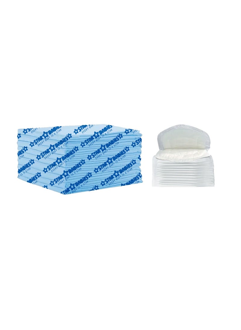 STAR BABiES Star Babies - Combo Pack of 2- Disposable Changing Mat Pack of 12 with Breast Pad (20 Pcs) - Blue  - Image 1