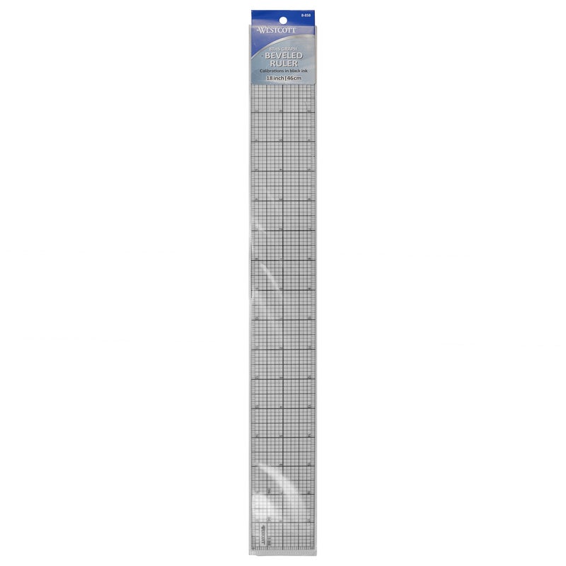 Westcott Beveled Graph Ruler, 2 x 18", Transparent (B-85B)