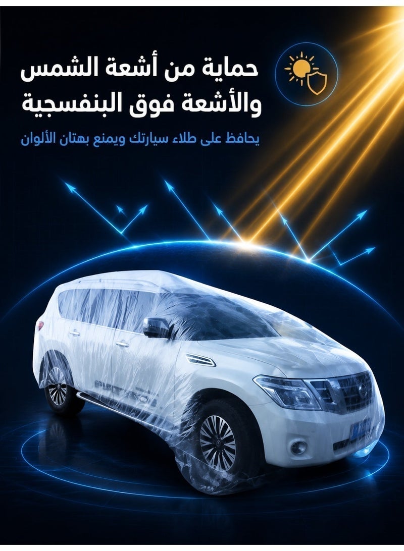 Clear Plastic Car Cover for Dust Protection - Waterproof Disposable Car Cover with Elastic Band & PE Film - Image 5
