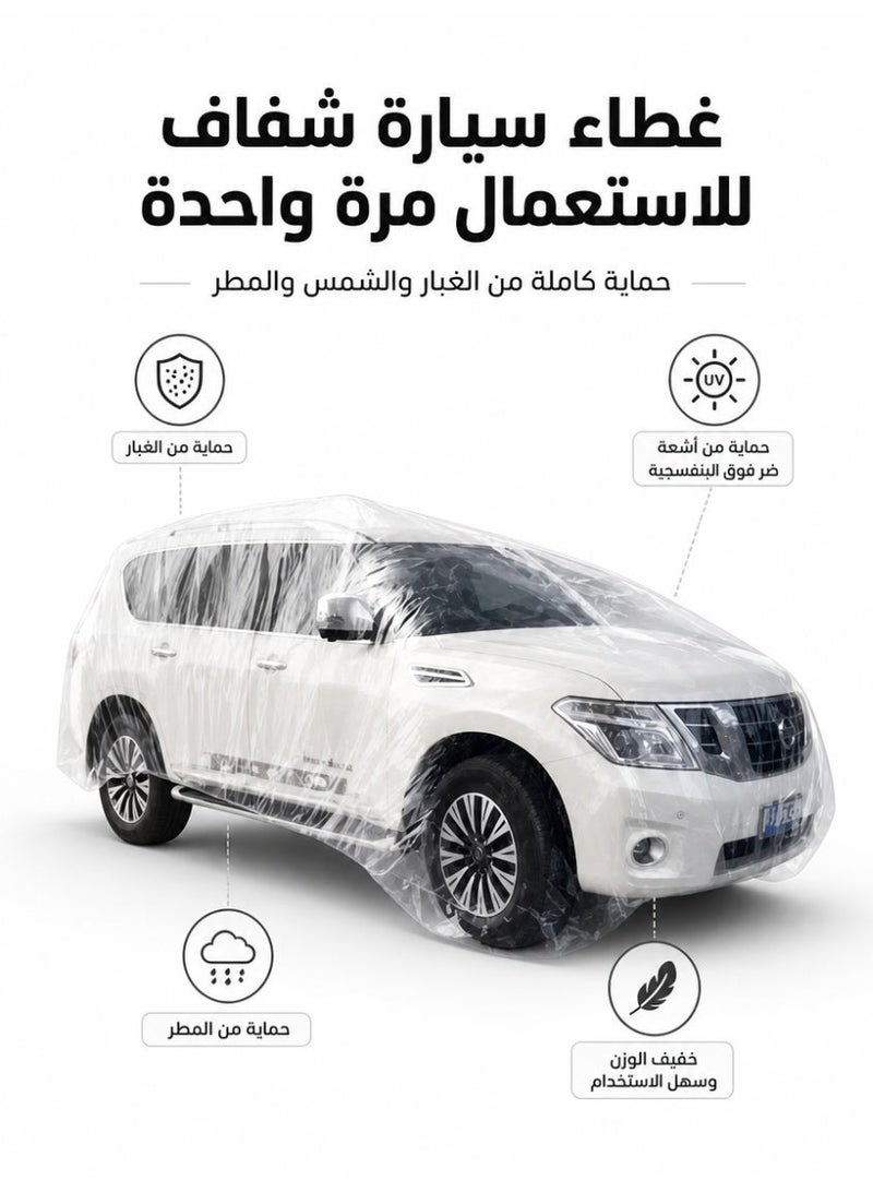 Clear Plastic Car Cover for Dust Protection - Waterproof Disposable Car Cover with Elastic Band & PE Film - Image 2
