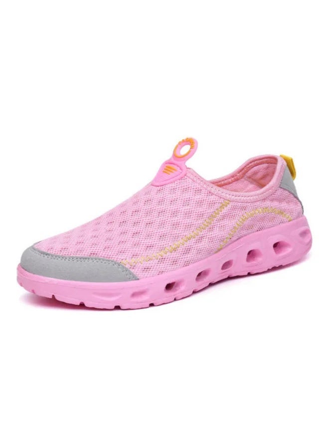 Textured Canvas Slip-On Trainers for Outdoor Sports in Pink, Grey and Yellow - Image 1