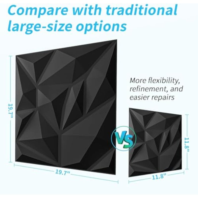 Decorative 3D Wall Panels, 19.6" x 19.6" 12PCS 3D Wall Panel Diamond for Interior Wall Décor, Waterproof PVC 3D Textured Wall Panels for Living Room Lobby Bedroom Not Include Adhesive Tools - Image 5