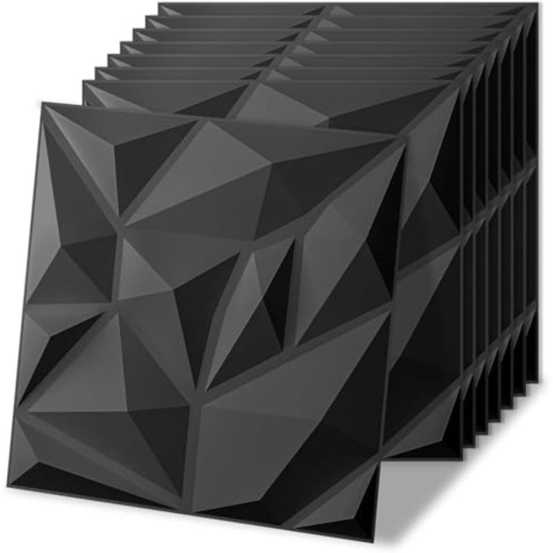 Decorative 3D Wall Panels, 19.6" x 19.6" 12PCS 3D Wall Panel Diamond for Interior Wall Décor, Waterproof PVC 3D Textured Wall Panels for Living Room Lobby Bedroom Not Include Adhesive Tools - Image 1