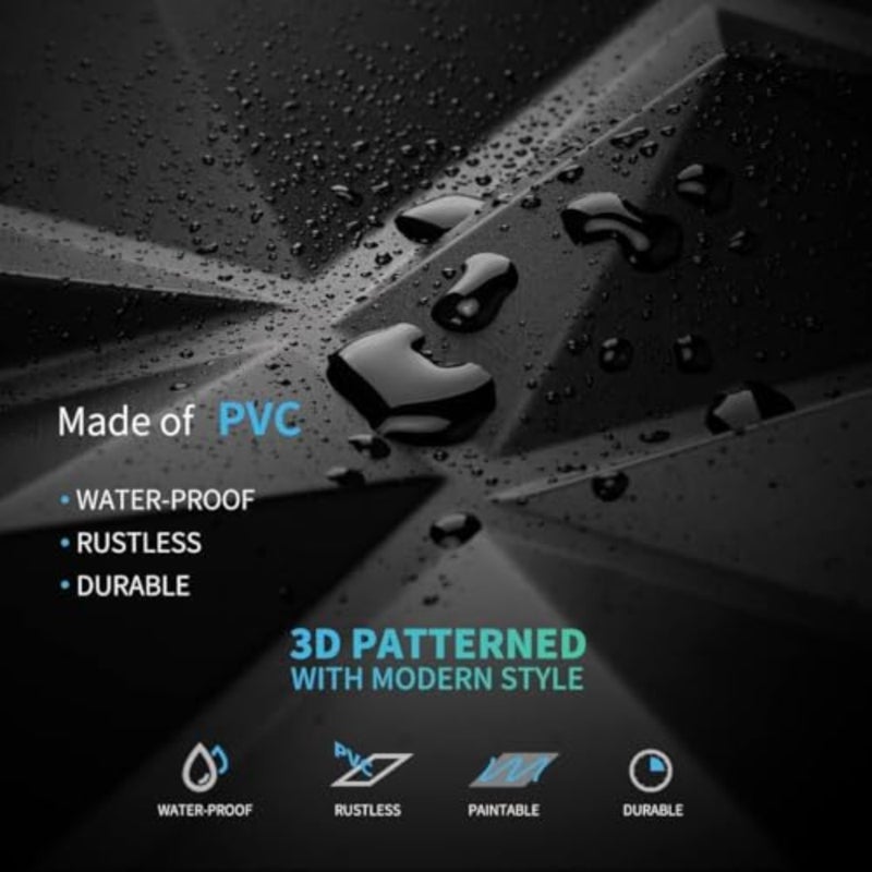 Decorative 3D Wall Panels, 19.6" x 19.6" 12PCS 3D Wall Panel Diamond for Interior Wall Décor, Waterproof PVC 3D Textured Wall Panels for Living Room Lobby Bedroom Not Include Adhesive Tools - Image 3
