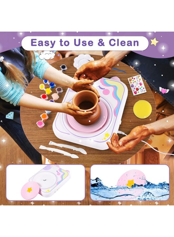 weirtoya Pottery Wheel for Kids, Girls Arts and Crafts Toys for Kids Ages 8-12,Pottery Craft Kit with 3 Pack Air-Dry Clay, Art Supplies for Kids Toys Girls Birthday Gift for 6 7 8 9 10 11 12+ - Image 2