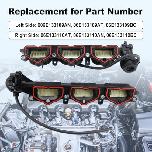WMPHE Intake Manifold Compatible with Audi A6 A7 A8 2016-2018 Q7 2017-2019 3.0L Left & Right, Replacement for 06E133109AN+06E133110AN 06E133109AT 06E133109BC-2PCS - Image 3