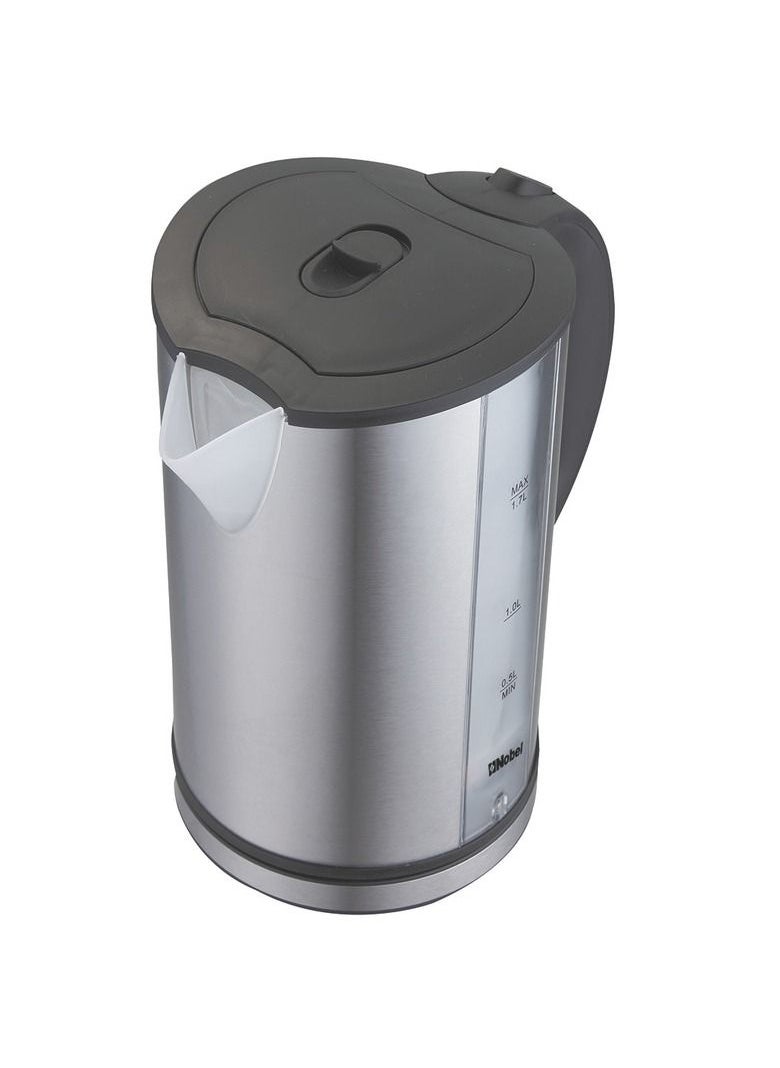 Nobel - Nobel 1.7 Litre Stainless Steel Kettle with Dual Sided Water Window and Double LED Light  Manual Lid Open, BOILING DRY PROTECTION & Auto Shut-Off NK172SS Stainless Steel 1 Year Warranty - Image 1
