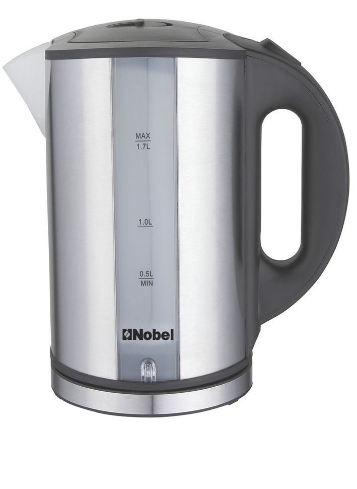 Nobel - Nobel 1.7 Litre Stainless Steel Kettle with Dual Sided Water Window and Double LED Light  Manual Lid Open, BOILING DRY PROTECTION & Auto Shut-Off NK172SS Stainless Steel 1 Year Warranty - Image 1