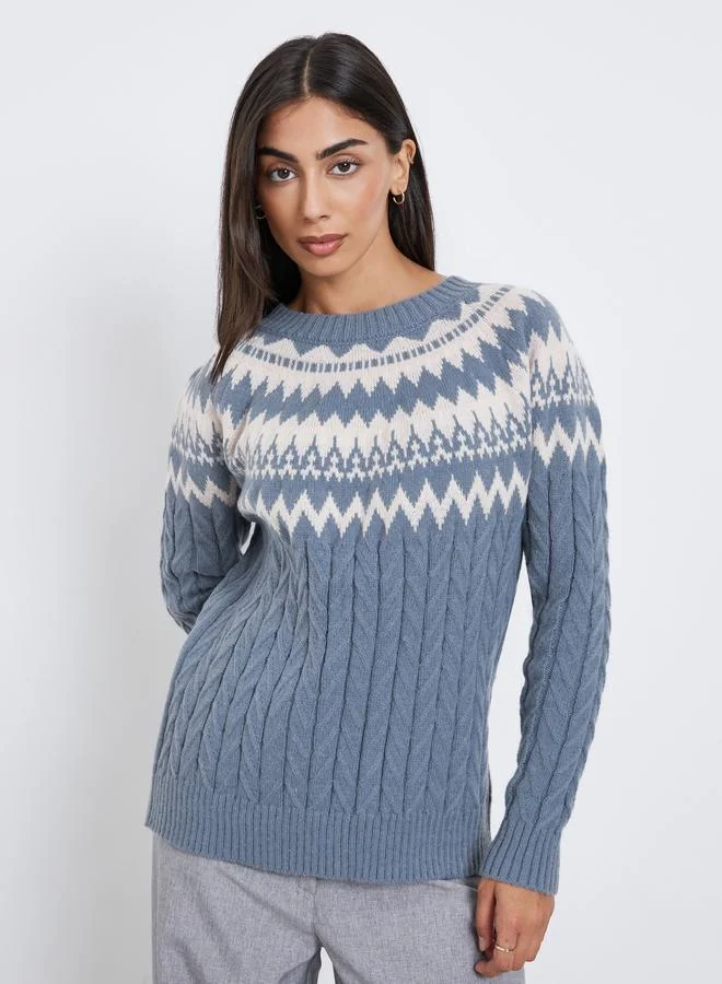 Styli Blue Knit Regular Fit Sweater