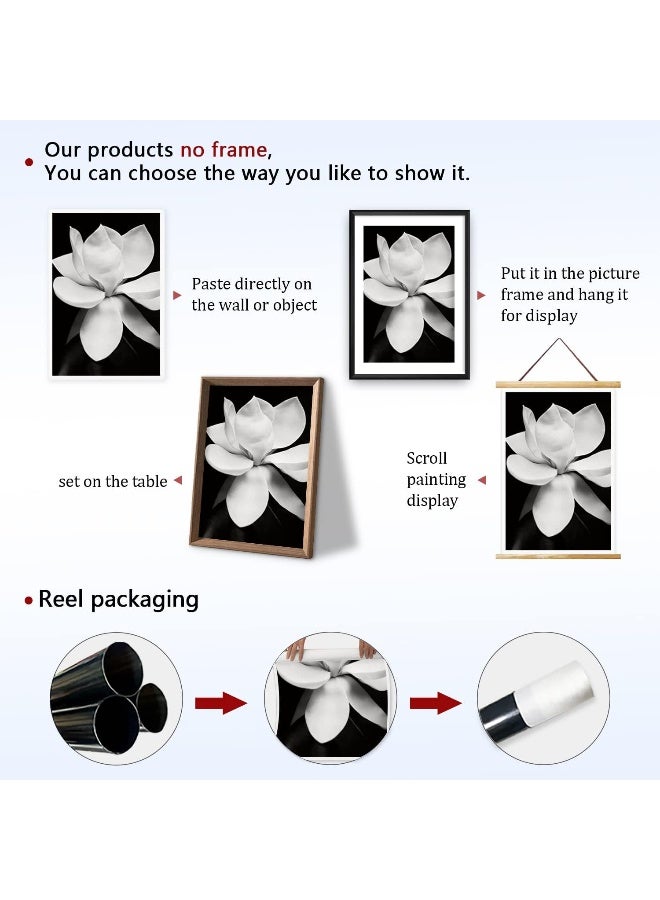 Home Trove Canvas Prints Wall Art For Home and Office Wall Decoration Black And White Blooming Floral Canvas Artwork Print Painting Picture Flower Modern Abstract Unframe Wall Art for Living Room Bedroom Kitchen  - Image 2