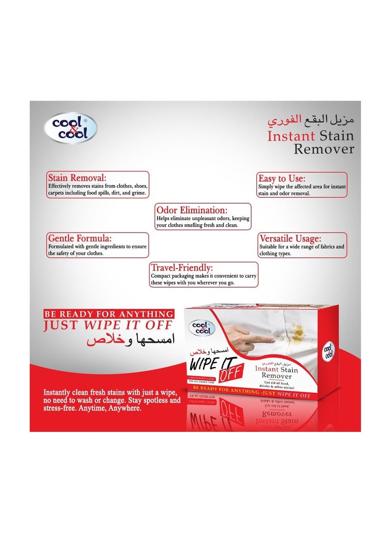 كول اند كول مناديل كول آند كول لإزالة البقع الفورية - تزيل البقع من الطعام والمشروبات والبقع الأخرى - 12 منديلًا - Image 5