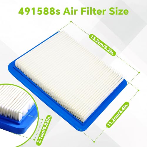 Haigelisi 2 Packs 491588S Air Filter, Lawn Mower Air Filter, Flat OEM Air Cleaner Cartridge, Compatible with Briggs and Stratton, Toro 20332, Craftsman 3364 - Image 2