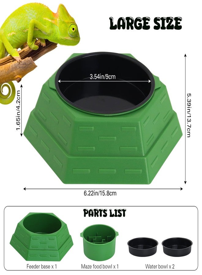APlayfulBee Reptile Feeder Bowl Worm Dish Anti-Escape Food Dish Bowl with 2PCS Feeding Box, Food Water Feeder for Crested Gecko Lizard Chameleon Pets, Reptile Terrarium Tank Accessories (M) - Image 2