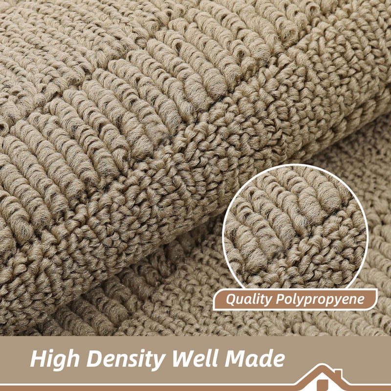 BEQHAUSE 30x18 Inch Kitchen Rug Mat Durable Kitchen Rugs Non-Slip Washable Absorbent Kitchen Mats for Floor Dirt-Resistant Semicircular Kitchen Mat (Beige) - Image 5
