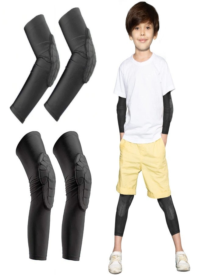 Luwint Children Volleyball Protective Padded Knee Brace + Arm Brace Sets (Medium/Black) - Image 1