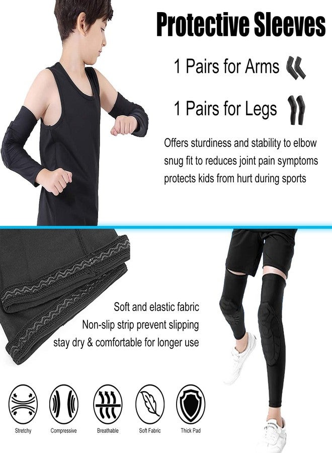 Luwint Children Volleyball Protective Padded Knee Brace + Arm Brace Sets (Medium/Black) - Image 2
