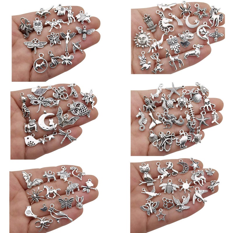 Youdiyla Animal Charms Collection, BULK 100 Mini Small Silver Charms Metal Pendant Craft Supplies Findings for Necklace and Bracelet Jewelry Making (HM289) - Image 2