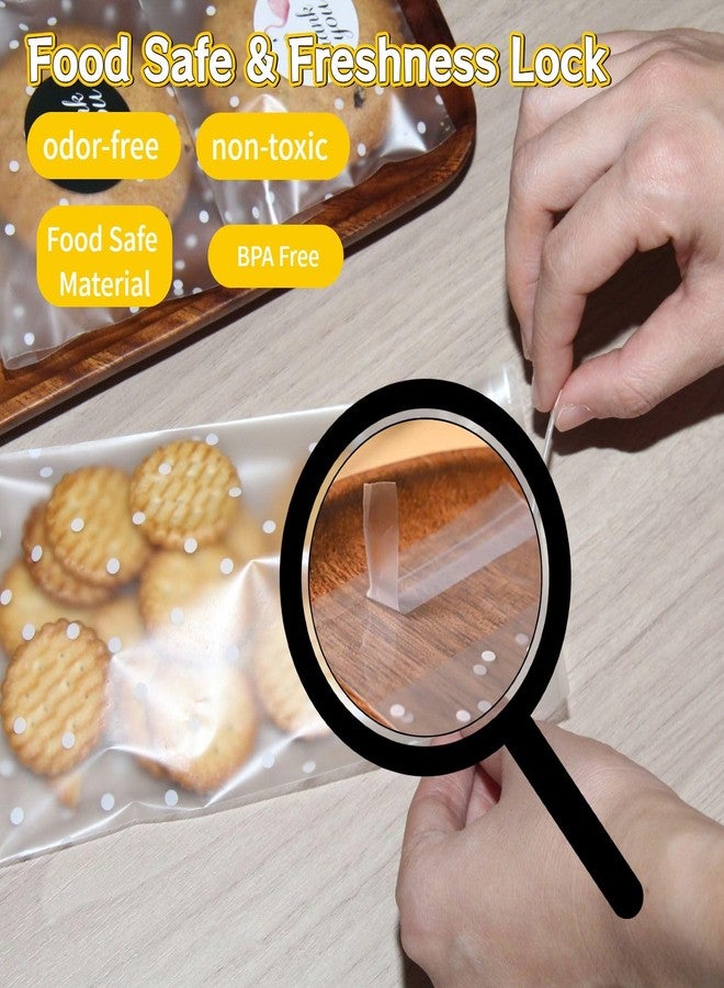 كوملي أكياس كوملي الشفافة المصنوعة من السيلوفان، 200 قطعة، مقاس 4×6 بوصات، أكياس تغليف ذاتية الإغلاق مع ملصقات شكر، مثالية لبيع المخبوزات، وتوزيعات الحفلات، وهدايا الأعياد، وآمنة للاستخدام مع الطعام. - Image 4