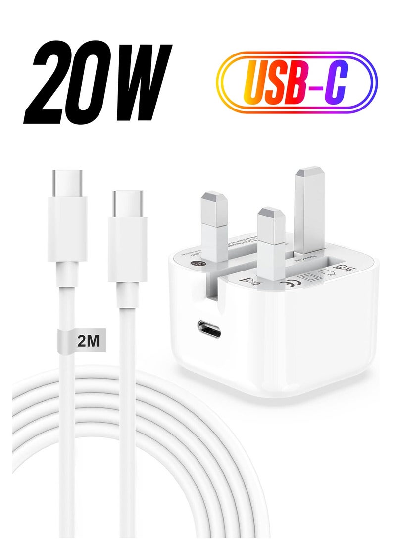 ELTRAZONE - iPhone 15,15 Pro,15 Pro Max iPhone Plug and 2M Cable, 20W C-C Fast Charger Plug - Image 1