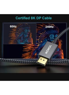 MOWSIL DisplayPort Cable 2 Mtr, DP Cable 1.4, 8K@60Hz,Gold-Plated Braided High Speed Display Port Cable for Gaming Monitor, Graphics Card, TV, PC, Laptop  - Image 5